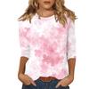 Women's Fashionable Casual Three Quarter Sleeve Printed Round Neck Top
