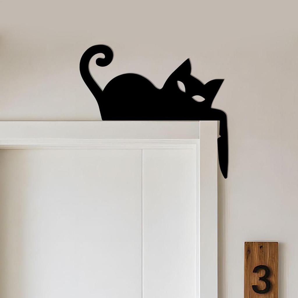 Cat Door Topper Decorative Door Topper Wooden Cat Shape Wall Decoration For Halloween Apartment Dwellers Outdoor Event Hosts