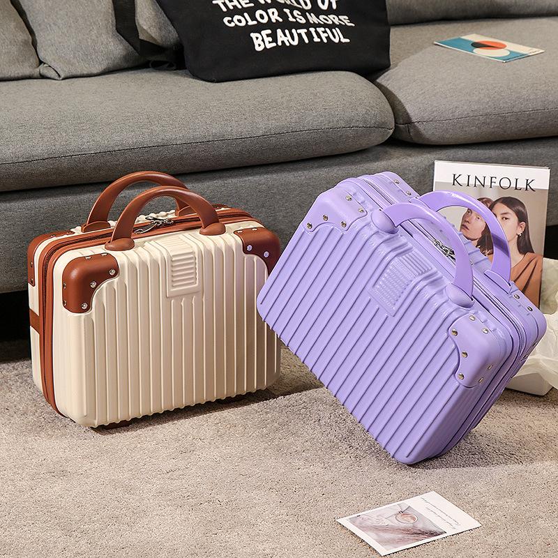 14-Inch Retro Makeup Case: Cute, Portable Travel Storage for Women and Students