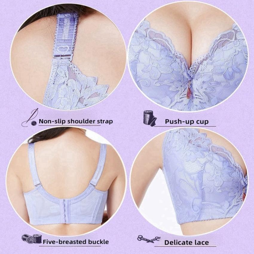 Women's Bra with Steel Ring Push Up Bra Lace Anti-sagging Underwear Plus Size C/D Cup