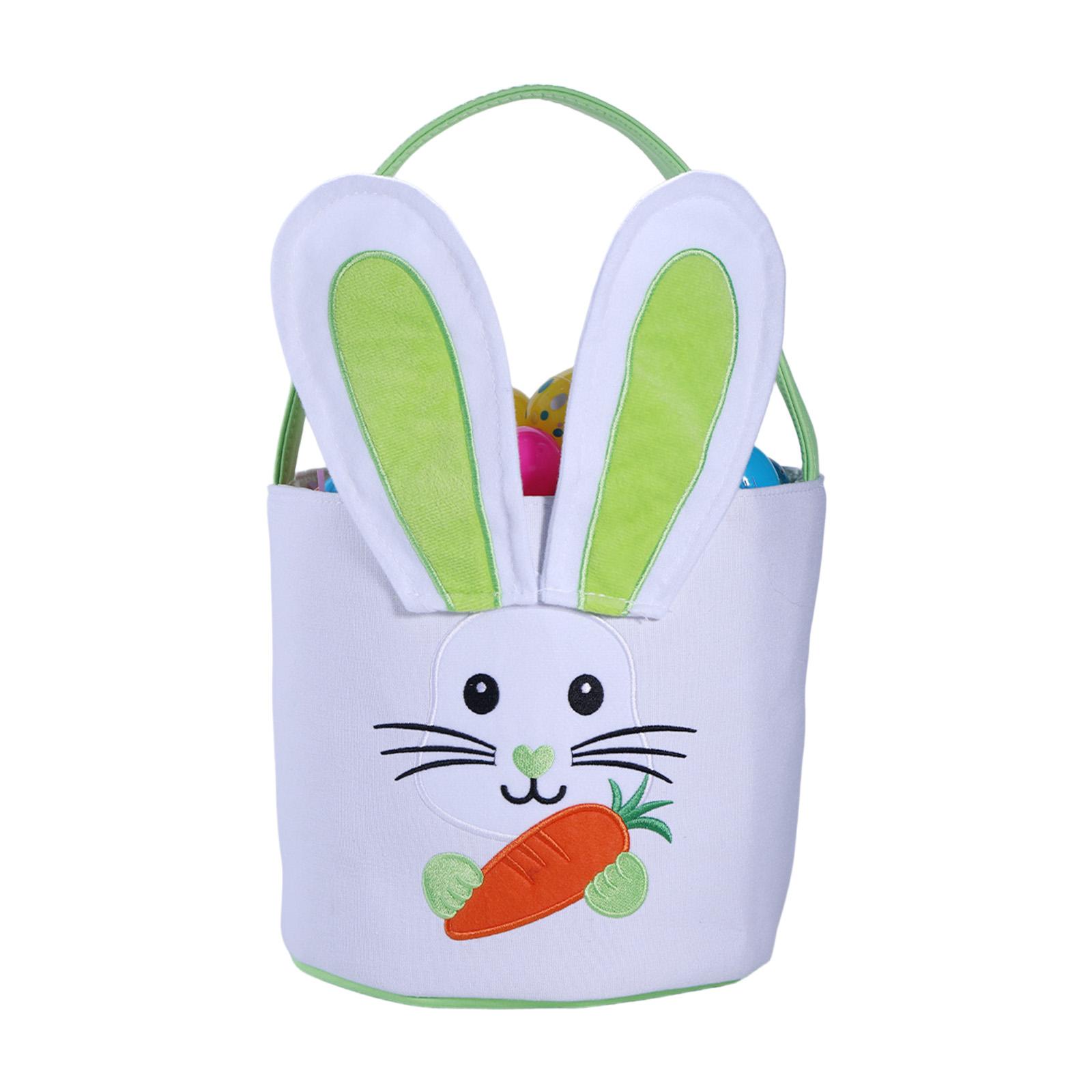 

Відерце для Великодніх яєць, Тканинний Великодній кошик-кролик, Кошик з принтом обличчя кролика, Відерце для Великодніх яєць-скарбів з ручкою, Подарунок на вечірку One Size зелений