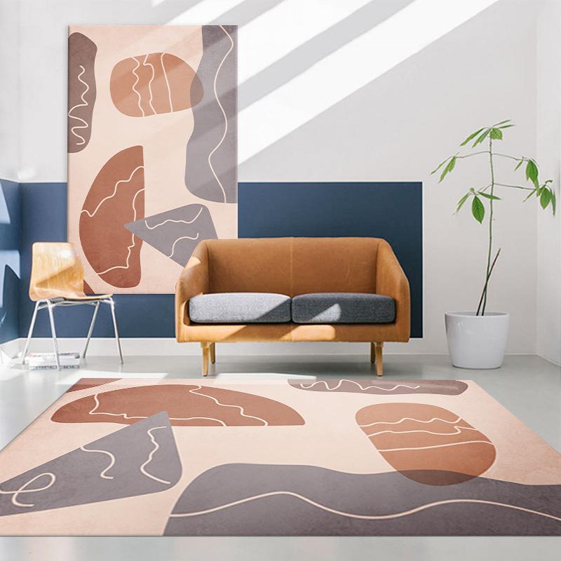 Nordic Geometric Carpet Living Room Coffee Table Mat Sand Blanket Bedroom Bedside Blanket 3D Printing Splicing Carpet Floor Mat
