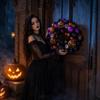 30cm Halloween Blow Mold Pumpkin Eyes Wreath Home Decoration Artificial Flower Ring Indoor Outdoor Seasonal Ornament for Door Wall