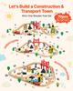 70PCS Wooden Train Set, with Magnetic Crane, Wood Train Track Toy for Kids Ages 3-8, Construction Crane Railway Set, Compatible with Major Brands,