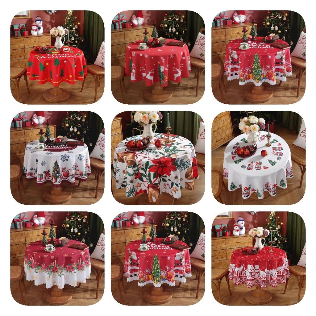 Față de masă rotundă mare de Crăciun Xmas Sărbători Față de masă Pânză Decor Case