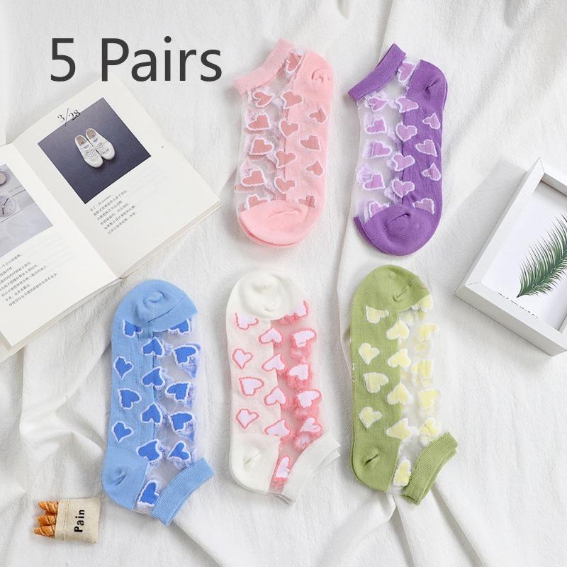 

5 пар женских летних тонких милых прозрачных носков-лодочек 5 Pairs