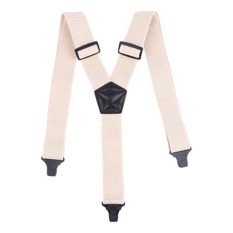 Heavy Duty Work Suspenders For Men Wide Y-Back With 3 Plastic Gripper Clasps Adjustable Elastic Trouser Pants Braces