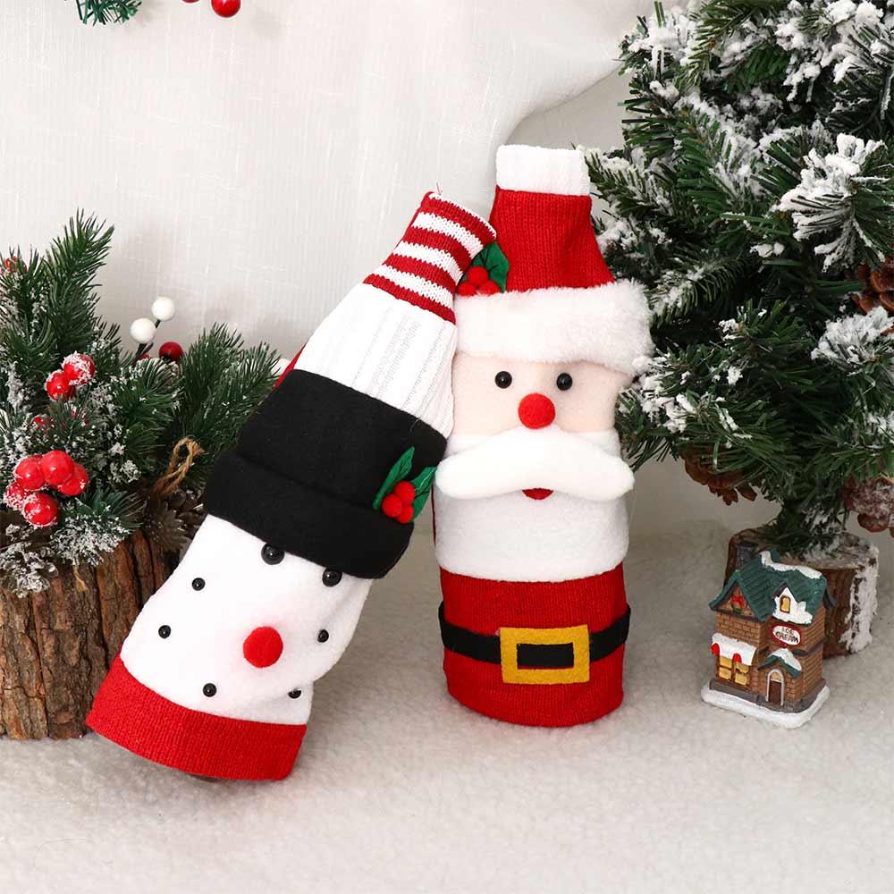 Santa Clause Wine Bottle Decorative Case Cloth Wine Bottle Accessories  Table