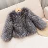 Children's Faux Fur Round Neck Coat for Fall and Winter