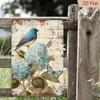 Metal Wall Art Hydrangea Bluebird Vintage Rustic Farmhouse 8x12 Inch Living Room Decor