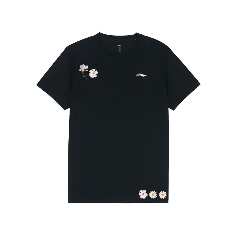 Li Ning Daisy Logo Quick-Dry Breathable Short Sleeve T-Shirt Unisex Tops Black ATSS463-1(TEAM702-3.4.11)