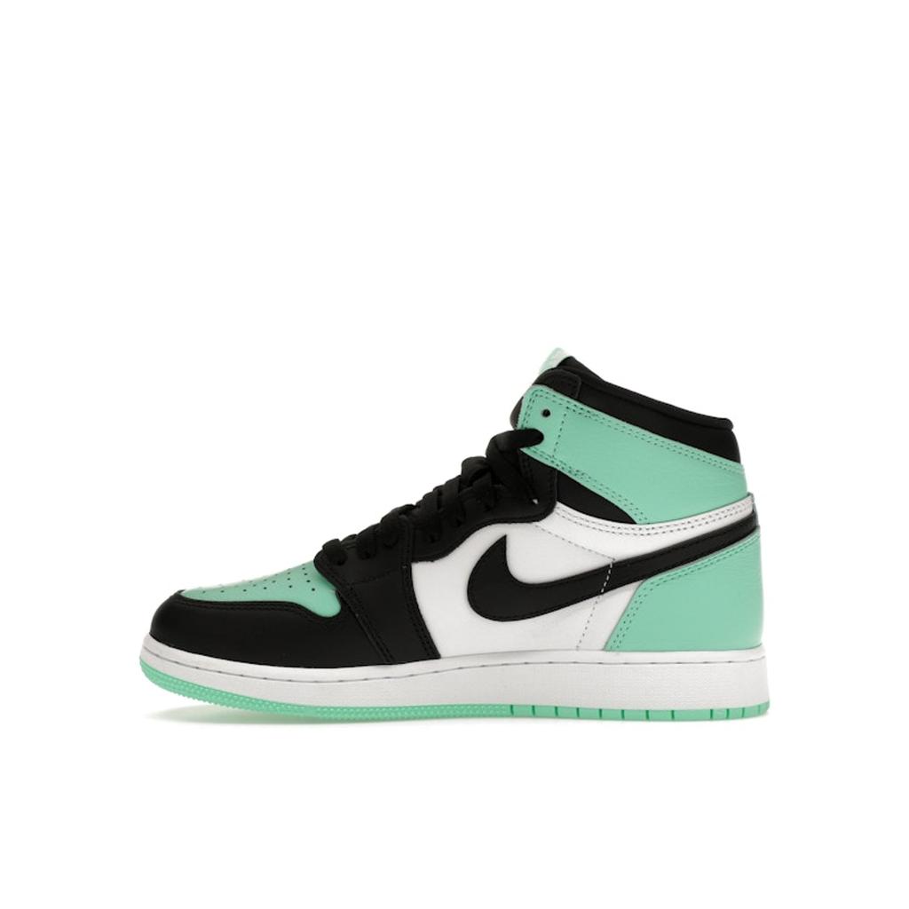 Pantofi sport pentru copii Air Jordan 1 Retro High OG GS Green Glow, albi și negri, FD1437-130