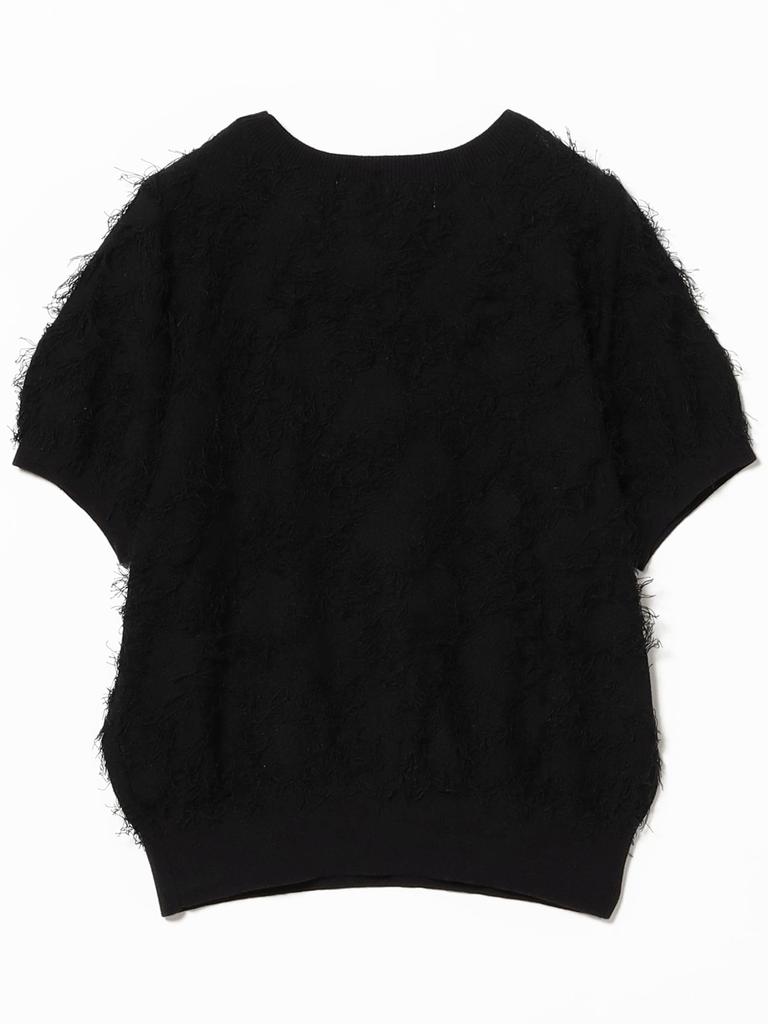 Ray Beams S/S Knit Vest with Fringe, Half Sleeves, Women's, Black, One Size