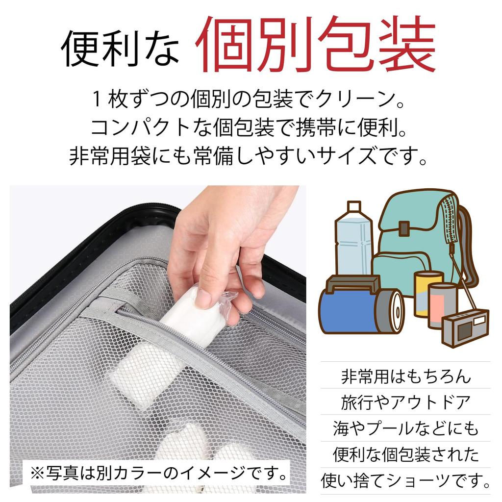 RONGUI Disposable Panties, Black, 7-Piece Set, Individually Wrapped, Women's, Great for Travel, Hospitalization, and Disaster Preparedness (L)