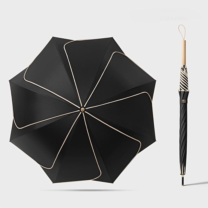 Blütenblätter Sonnenschirm UV-Schirm Damen Luxuriös Outdoor Holzgriff UV-beständig Langer Griffschirm Allwetter-Schirm