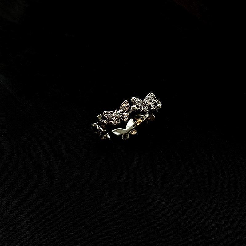 Fashion Personality Super Immortal Mori Butterfly Micro-Inlaid Zir*****Pen Ring Female Cold Wind Index Finger Light Luxury