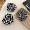 1/3pcs Exquisite Korean Black White Checkered Satin Scrunchie Chunky Minimalist Knot Bun Large Intestine Hair Ring