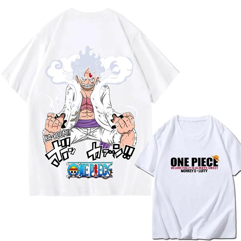 ONE PIECE Zoro Luffy Gear 5 Printed Loose Short-sleeved Cotton T-shirt Summer Tide Pure Cotton Unisex Parent-child Clothing