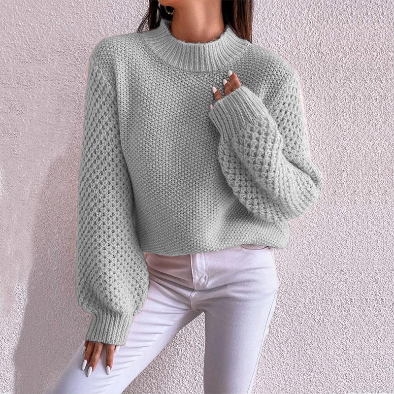 Women Pullover Sweater Casual Knitting Top Hollow Out Round Collar Jumper Office Lady Knitwear 2026 Autumn Winter Knitted Tops