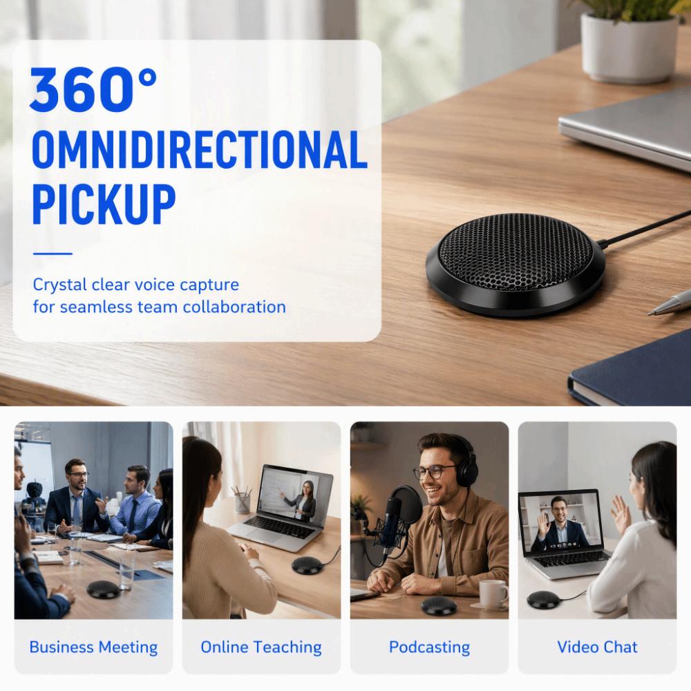 Condenser Mic USB Conference Microphone Omnidirectional Desktop Mic  For Chatting