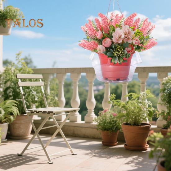 10 Stück Blumentopf-Tretlager-Tropfschale, Feuchtigkeitsschutz, integriertes Hakendesign, transparente Kunststoffschale