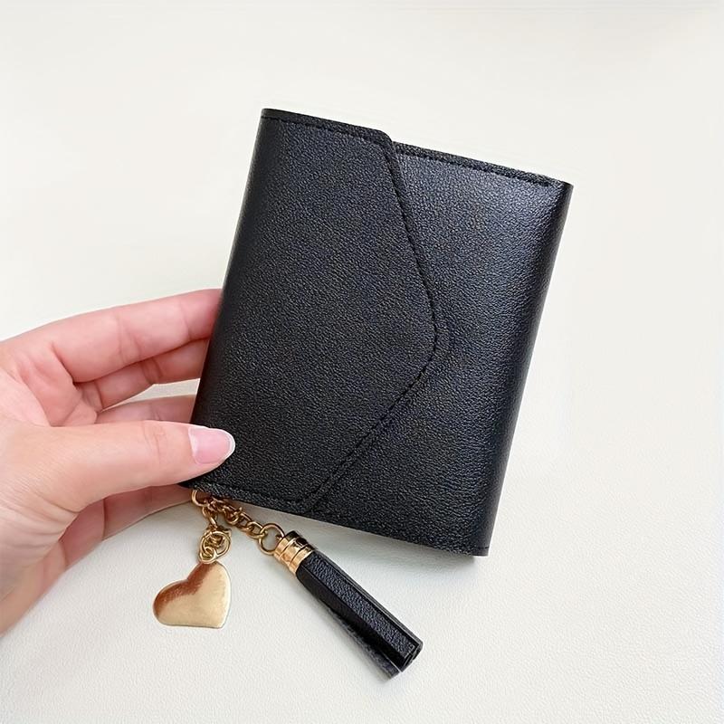 

Светло-голубой компактный кошелек-бифолд для женщин из мягкой синтетической кожи, мини-дизайн с множеством отделений для карт, маленький кошелек чёрный