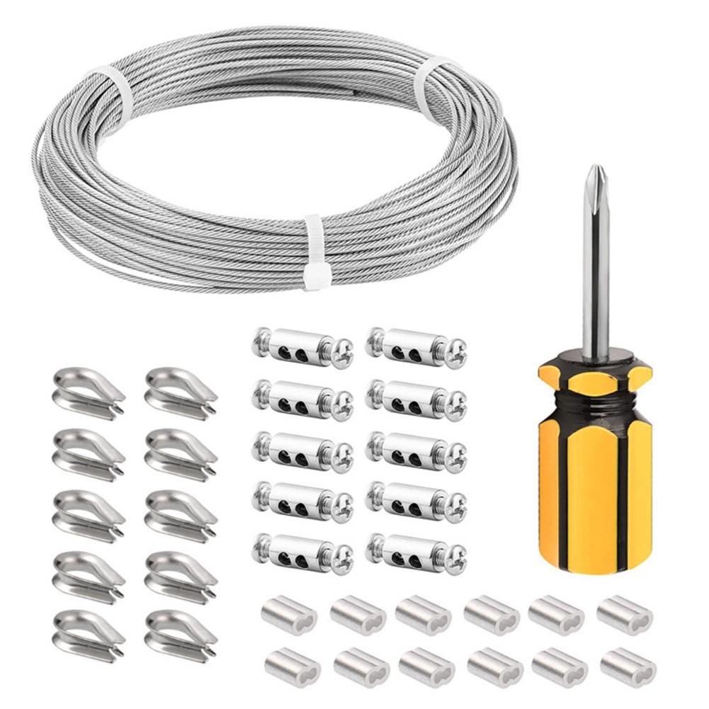 Generous Length Options Stainless Steel Wire Rope Vinyl Coated Cable Kit