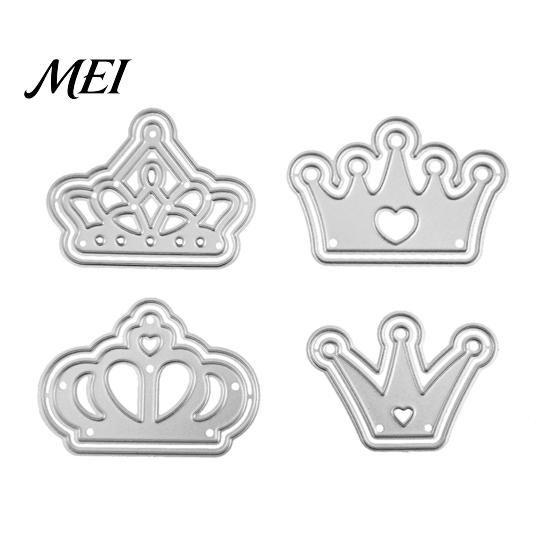 Sharp Edge Craft Dies Steel Crown Die, DIY Paper Imperial Metal Flat Die Cuts Cutting for Scrapbooking Album Birthday Card Crafts 4pcs