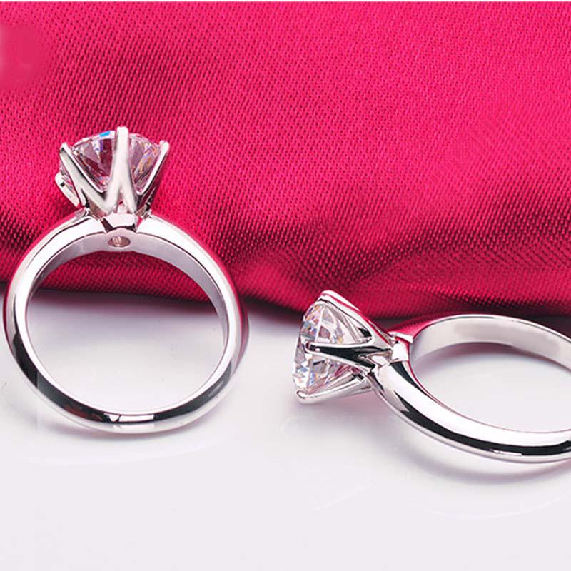 925 Silver Simple Engagement Wedding Rings for Women Fashion 1CT/2CT/ 3CT Cubic Zirconia Ring Bridal Jewelry Gift