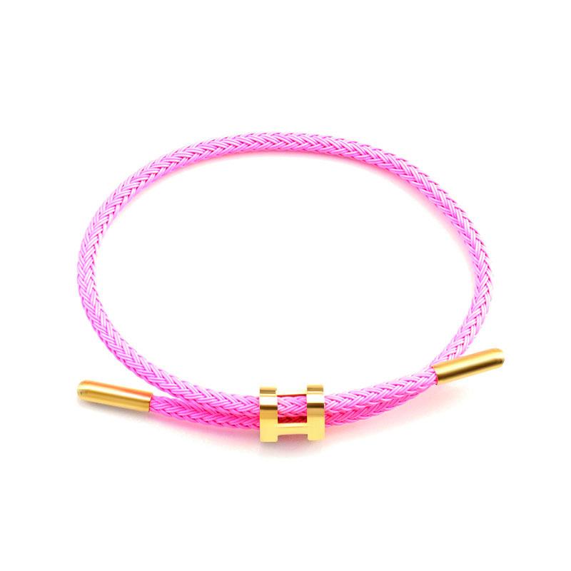 Titanová ocel 3D I-spona Vodotěsný náramek Náramek Nerezová ocel Zlatá barva Rok narození Pletené ocelové lanko Kožená šňůrka Červená šňůrka