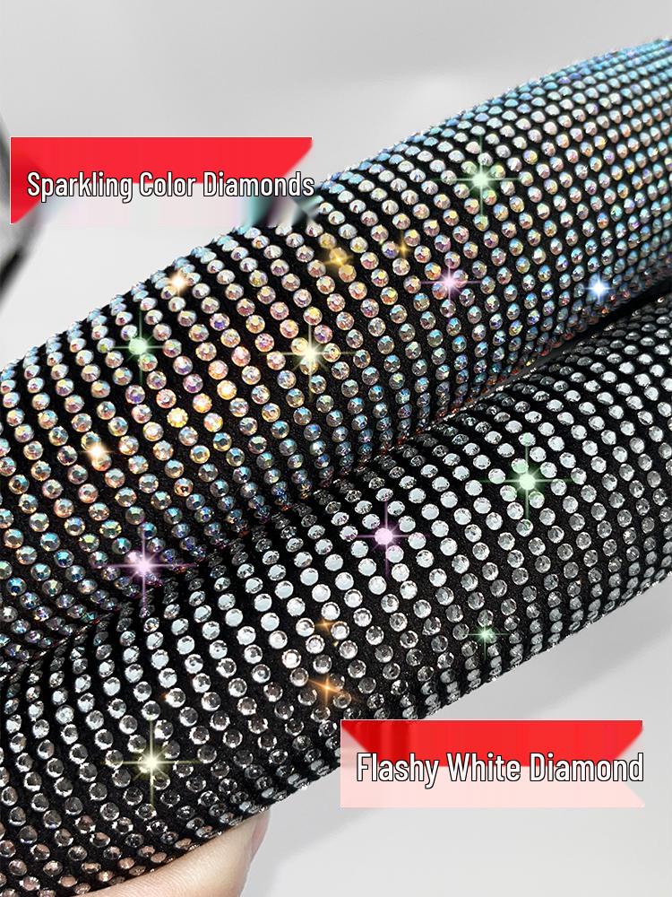 Women's D-Shape All-Season Non-Slip Steering Wheel Cover with Rhinestones