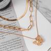 Moda motyl elegancki wisiorek damski urok wydrążona biżuteria naszyjnik studencki trzyczęściowy zestaw