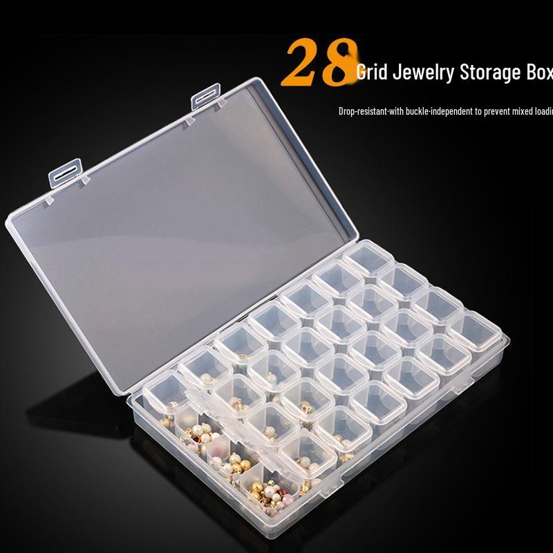 Transparent Nail Art Storage Box with 56 Compartments - No Diamond Leakage, Perfect for Small Accessories and Nail Jewels
