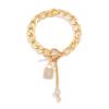Salircon Steampunk Metal Thick Chain Bracelet Women's Exquisite Rhinestone Lock Key Pendant Buckle Bracelet Trendy Jewelry Gifts