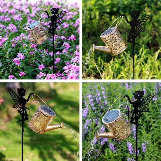 Solar Watering Can Lights, Waterproof Fairy Garden Projection Light Yard Patio Lawn Pathway Decor for Garden Lovers