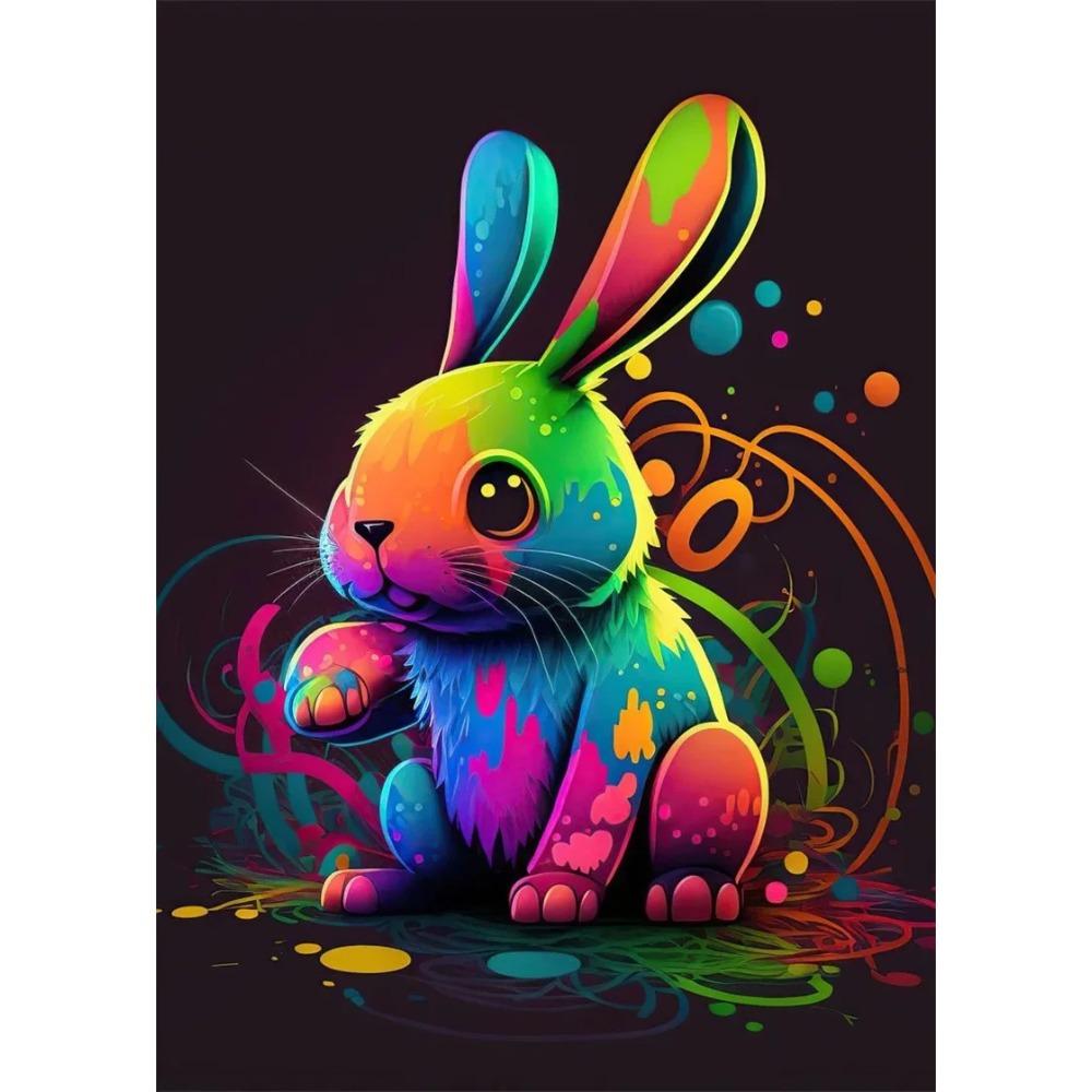 Pop Art Colorful Neon Animals DJ Music Poster Aesthetic Capybara Cat Dog Panda Rabbit Canvas Print Wall Art Mural Room Decor