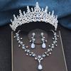 3Pcs Sets Princess Crown Bridal Jewelry Sets for Women Tiaras and Choker Necklace Earrings Wedding Dress Bride Jewelry Set