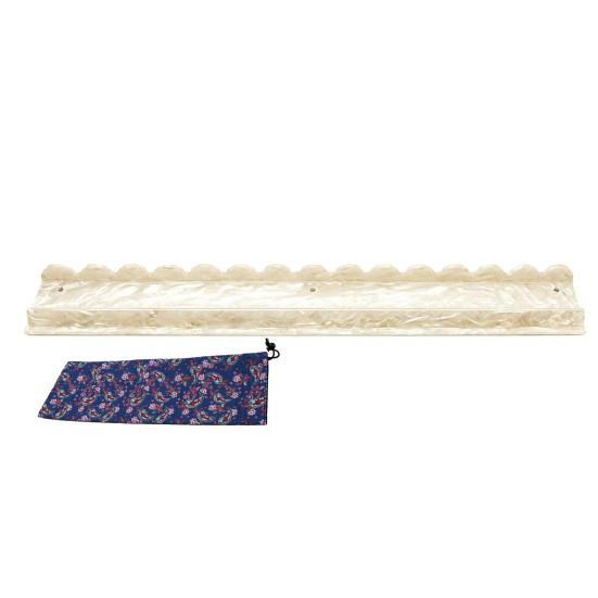 1/4Pcs Mahjong Rack with Magnetic Pusher & Storage Bag, Scalloped Acrylic Mah Jongg Tile Holder Pusher Bar, Gift for American Mahjong Players