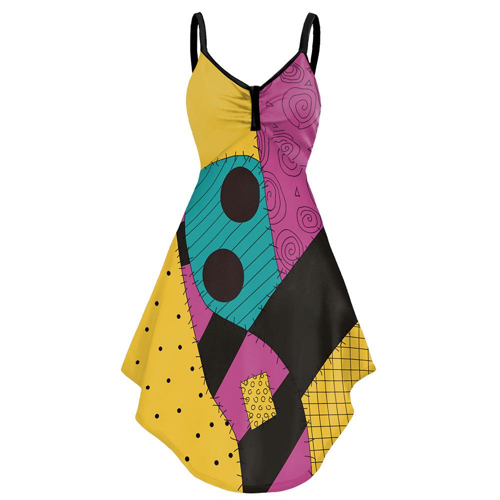 Adult Women Digital Printing Dress Halloween Cosplay Costumes School Stage Drama Show Performance Role Play Outfits