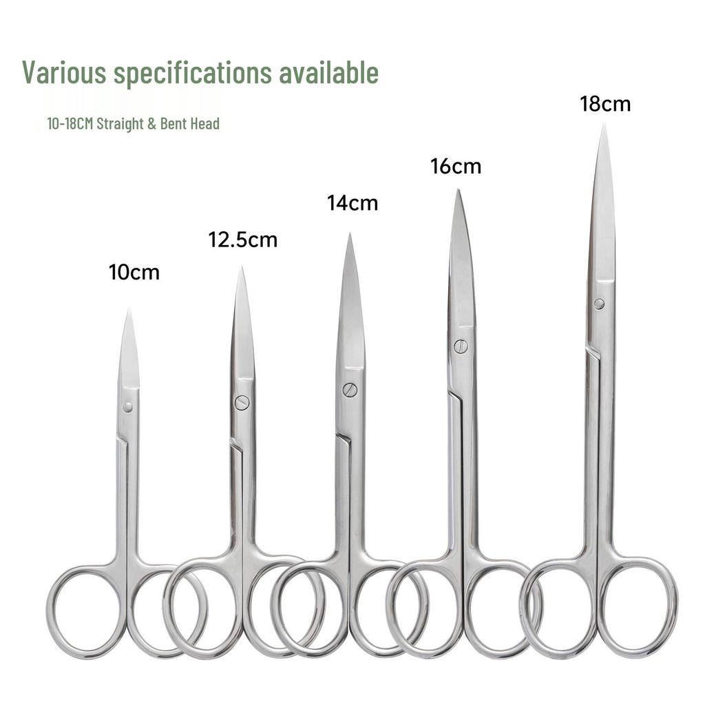 14cm Stainless Steel Curved & Straight Thickened Scissors for Lab, Beauty, Suture, and Gauze