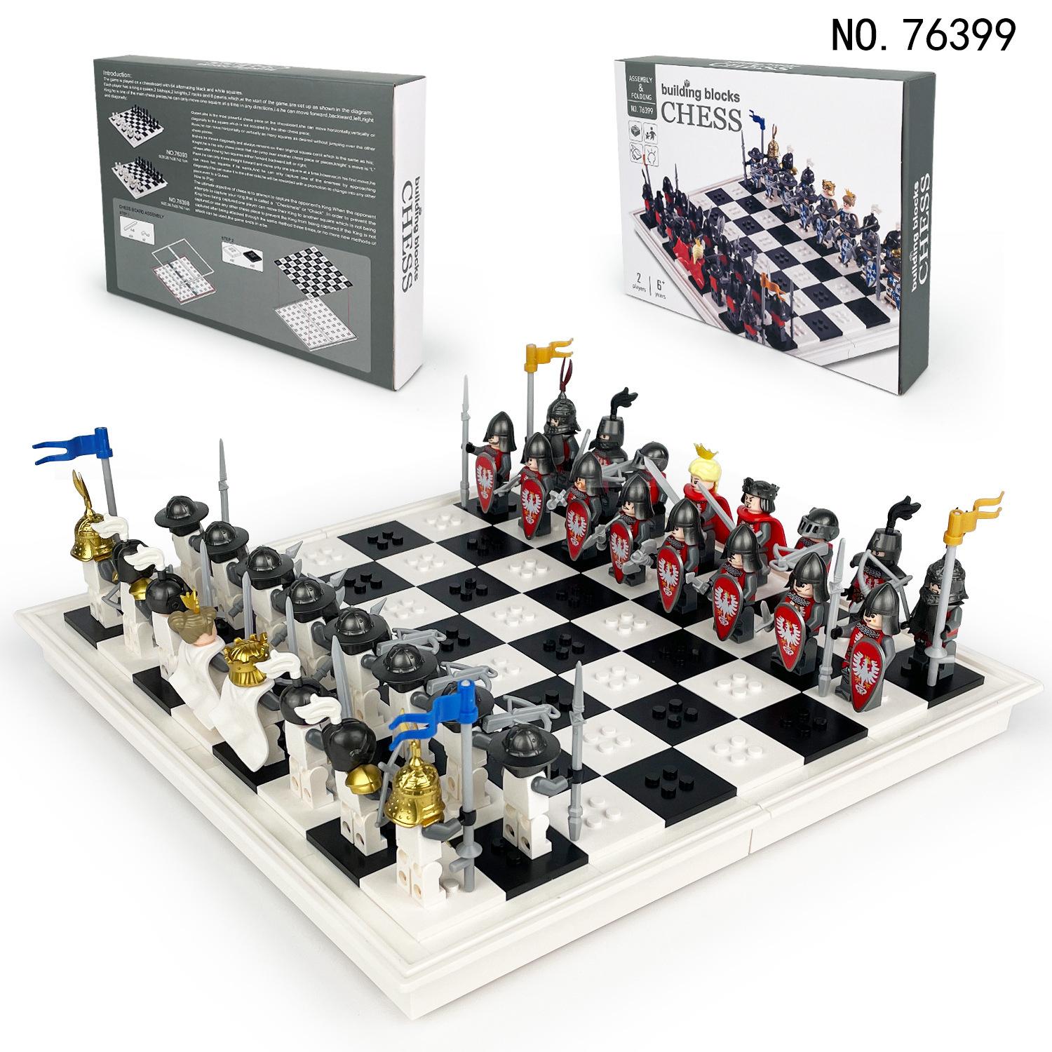 76399 Medieval Fantasy Castle Chess Children Assemble Small Particles Building Block Toy Shield