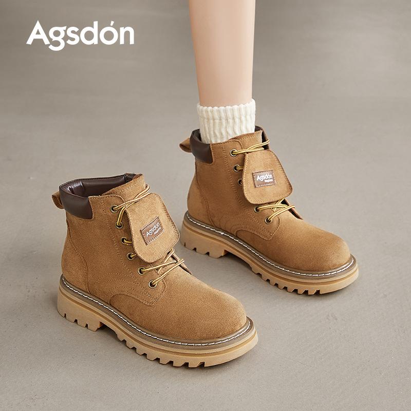 Augustine Platform Martin Boots Women's 2025 New Autumn Retro Rhubarb Boots British Style Tooling Knight Short Boots
