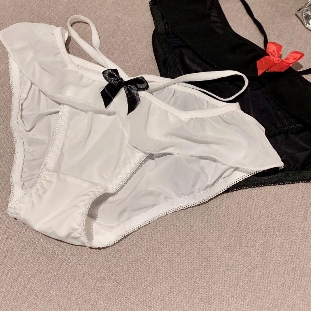 Solid Colors Girls Fitness Bow Ice Silk Low-Rise Thong Female Lingerie Underwear Lolita Panties