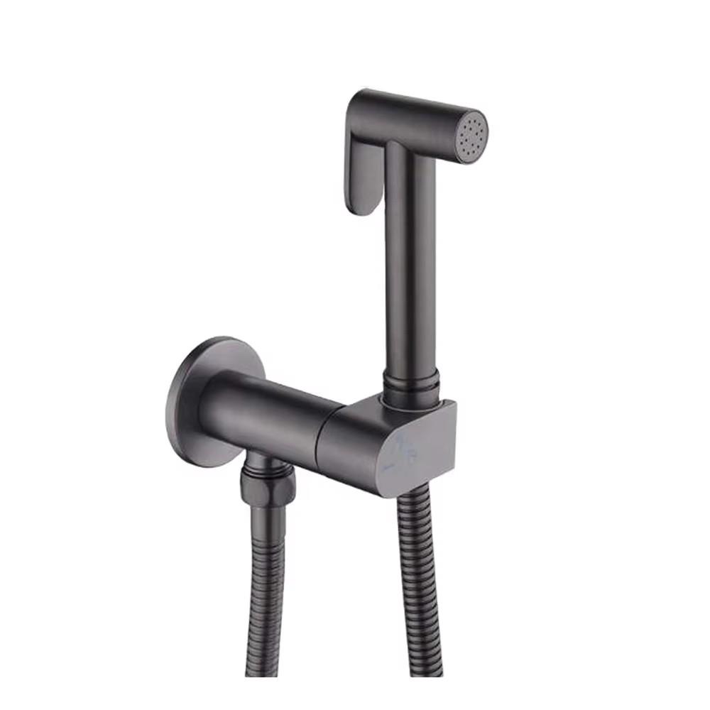 Modern Design Gun Shower Shattaf Bidet Spray Metal Grey WC Bidet Combine Bidet Tap (as the picture,Brass)