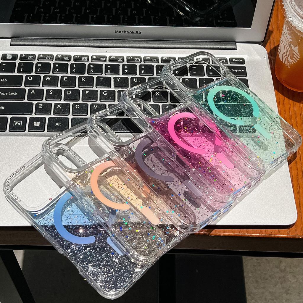 Rhinestone Glitter Gradient Magnetic Case for Apple 17 Pro Max
