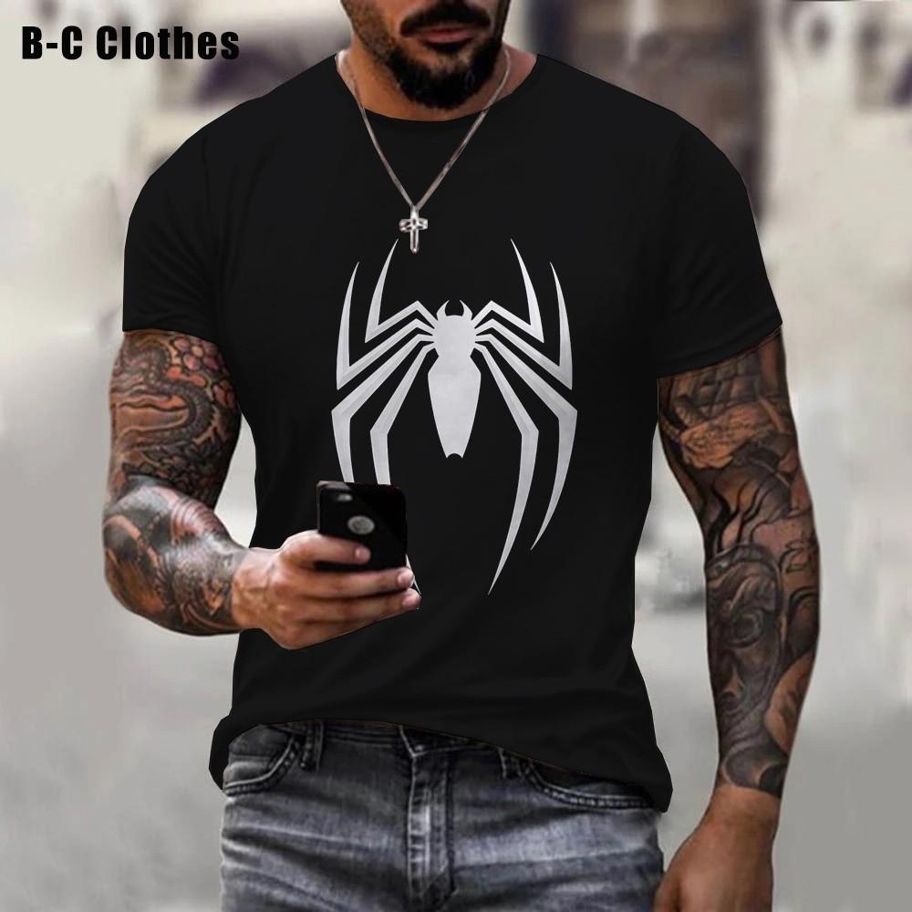 Summer, red spider, printed T-shirt, body spider, printed 3, t-shirt, cold man, short-sleeved spider-sleeved T-shirt