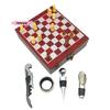 4-Piece Set Wine Opener with Chessboard Design Ideal Wine Accessories for Entertainment Wine Lovers Hosts Perfect Gift Idea