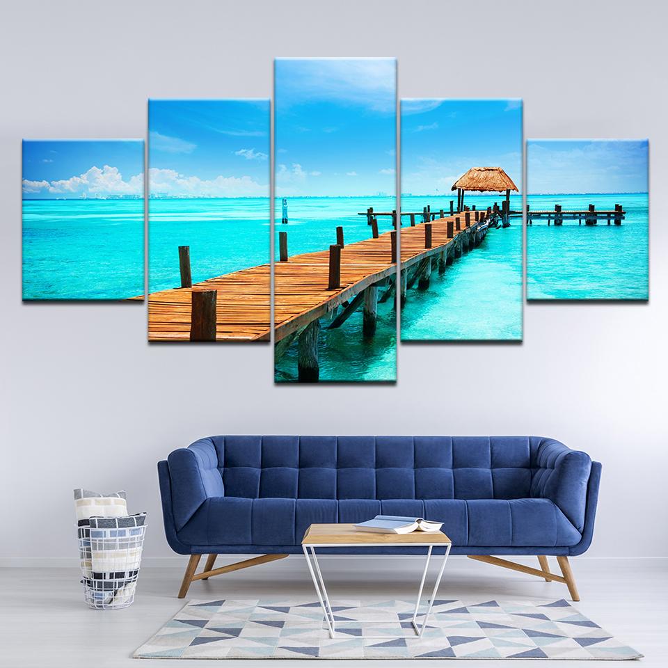 Canvas Painting Tropical island natural scenery 5 Pieces Wall Art Painting Modular Wallpapers Poster Print Home Decor