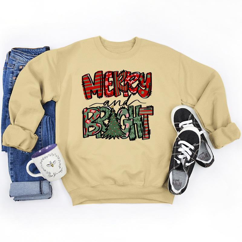 Christmas Merry And Bright Print Sweatshirts For Women