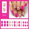 24 Pcs Glossy Press On Nail Short Square Stick On Nail Colorful Flowers False Nail Solid Color Acrylic Nail